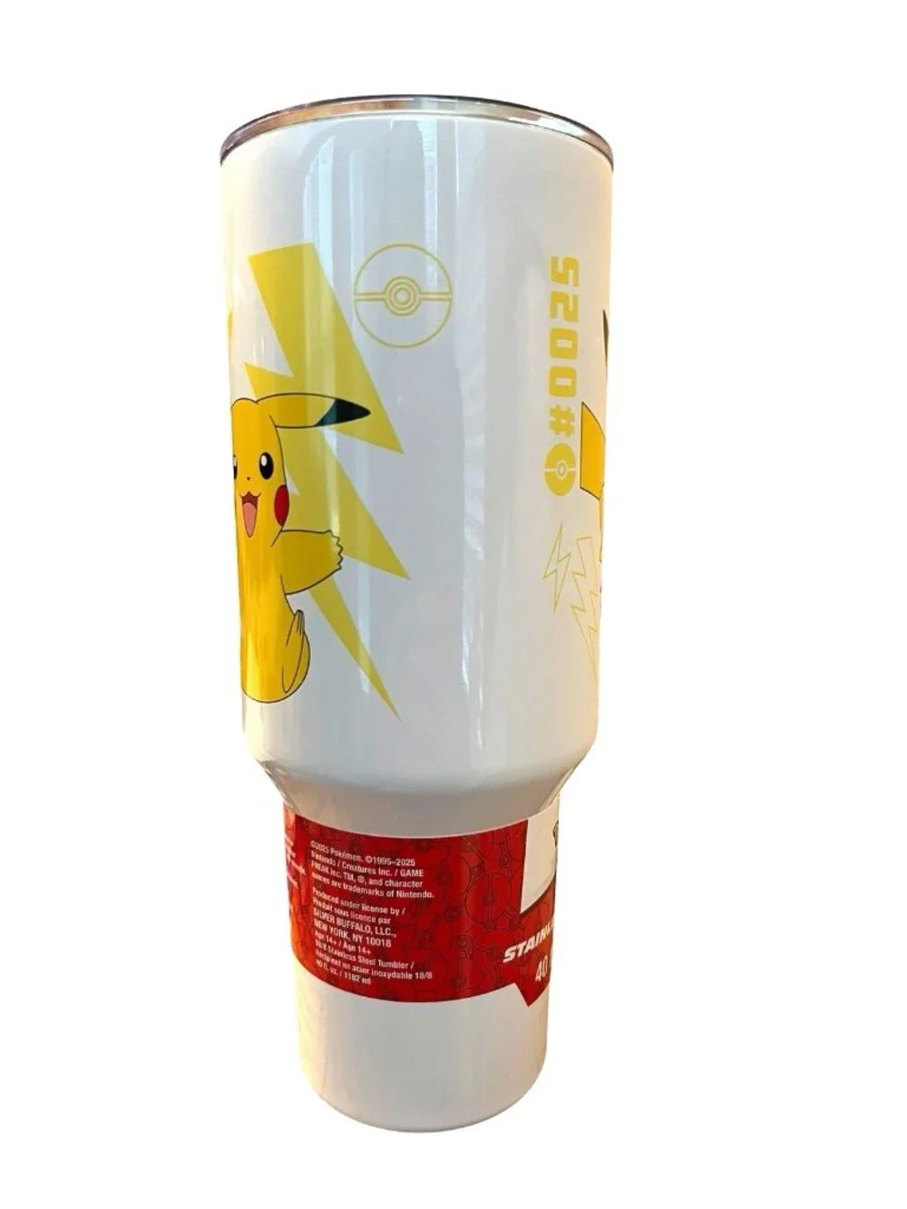 Silver Buffalo Pokémon Pikachu Tumbler - Stainless Steel 40 Oz with Handle